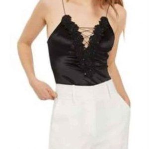 Topshop bodysuit black beaded US 2